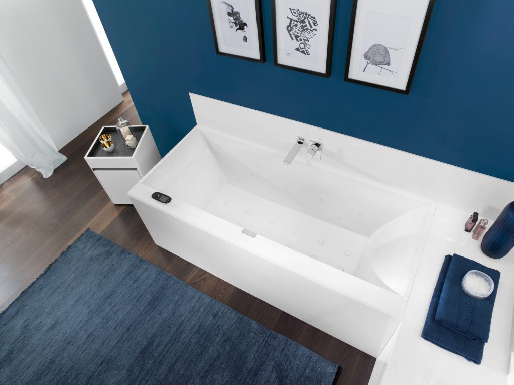 Villeroy & Boch Baignoire rectangulaire Squaro 190x90 cm marbre coulé, blanc (UBQ190SQE2DV-01)