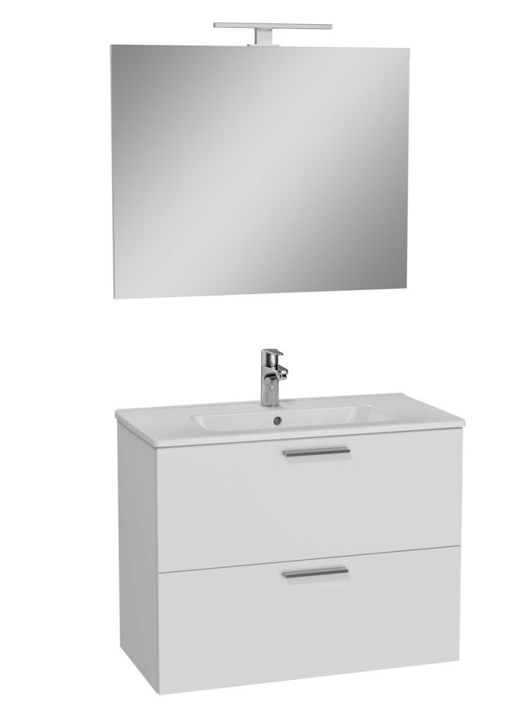 Vitra Meuble pour salle de bain avec miroir lavabo et éclairage Led Vitra Mia 79x61x39,5 cm, blanc brillant (MIASET80B)