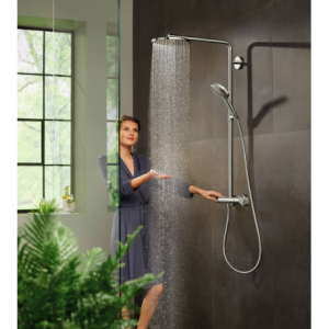 Hansgrohe Raindance Select S Colonne de douche 240 1jet PowderRain avec mitigeur thermostatique noir brossé (27633340)