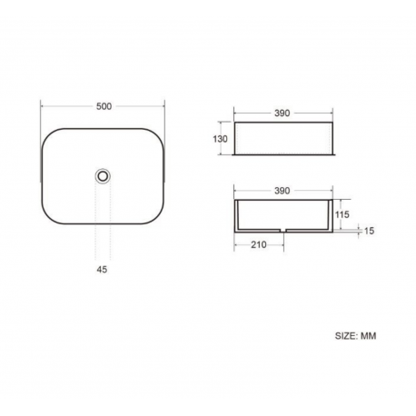 Swiss Aqua Technologies Vasque à poser Infinitio 50 x 39 x 13 cm sans trop-plein, blanc (SATINF5039M)