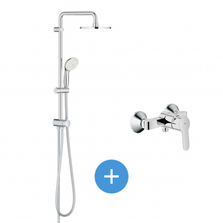 Grohe BauEdge - Tempesta Ensemble de douche avec mitigeur à levier et colonne garnie (27389XXX)