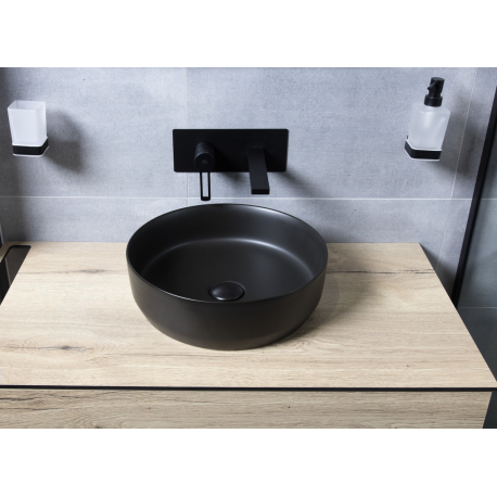Swiss Aqua Technologies Vasque à poser Infinitio 39 x 39 x 12 cm sans trop-plein, noir (SATINF3939BKM)
