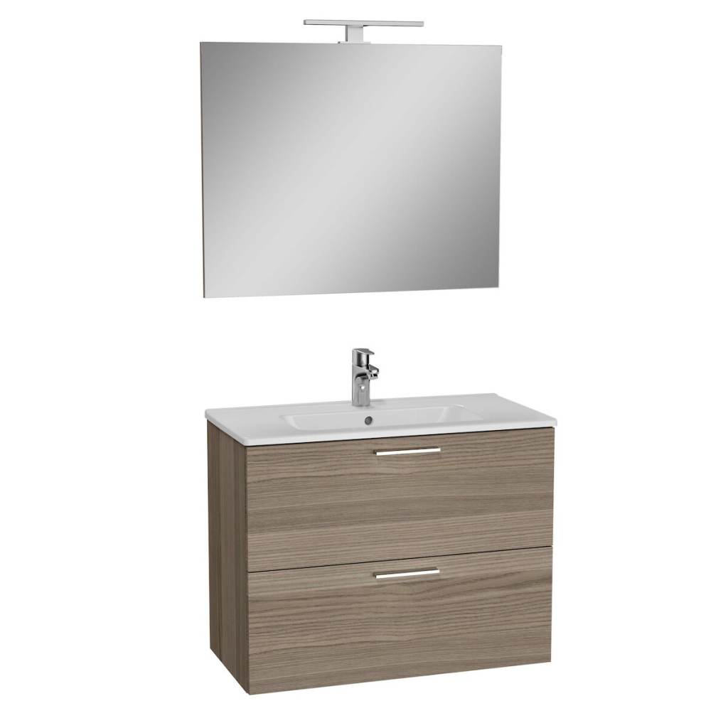 Vitra Mia Meuble 79x61x39,5 cm pour salle de bain avec miroir, lavabo et éclairage LED, Cordoba (MIASET80C)