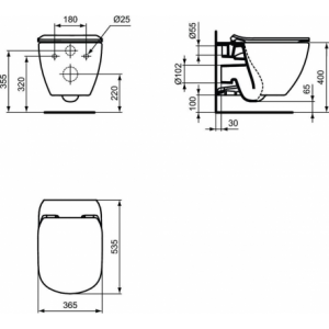Geberit Pack WC Bâti autoportant renforcé + WC Ideal Standard Tesi Aquablade sans bride + Plaque chrome mat (AutoGebTesi-M)