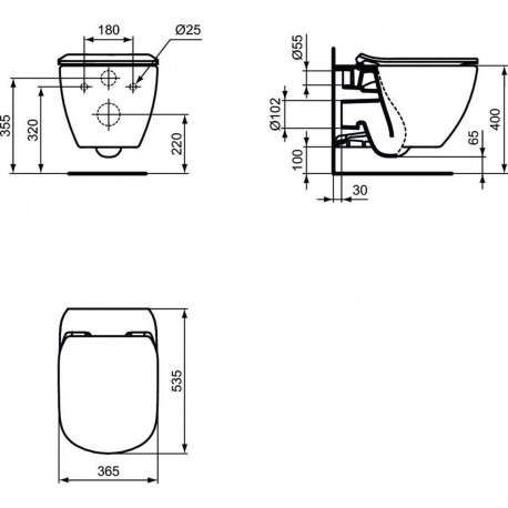 Geberit Pack WC Bâti autoportant renforcé + WC Ideal Standard Tesi Aquablade sans bride + Plaque chrome mat (AutoGebTesi-M)